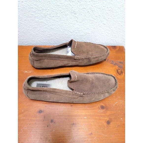 Ugg Mens Brown Suede Slip-On Loafers Slippers Size 9 - Picture 2 of 12